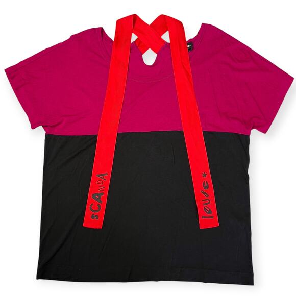 Sonia Rykiel Tops - Sonia Rykiel Tie Neck T-Shirt Scandaleuse SIZE L Purple Black SS Top